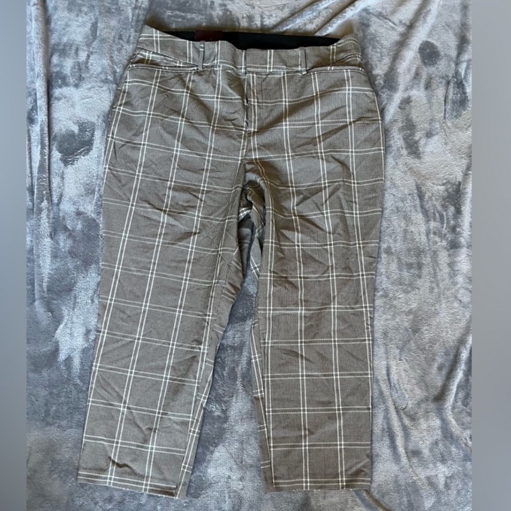 Ava & Viv 18W Black Blue Plaid Ankle Dress Pants‎ Mid Rise Stretch NWT